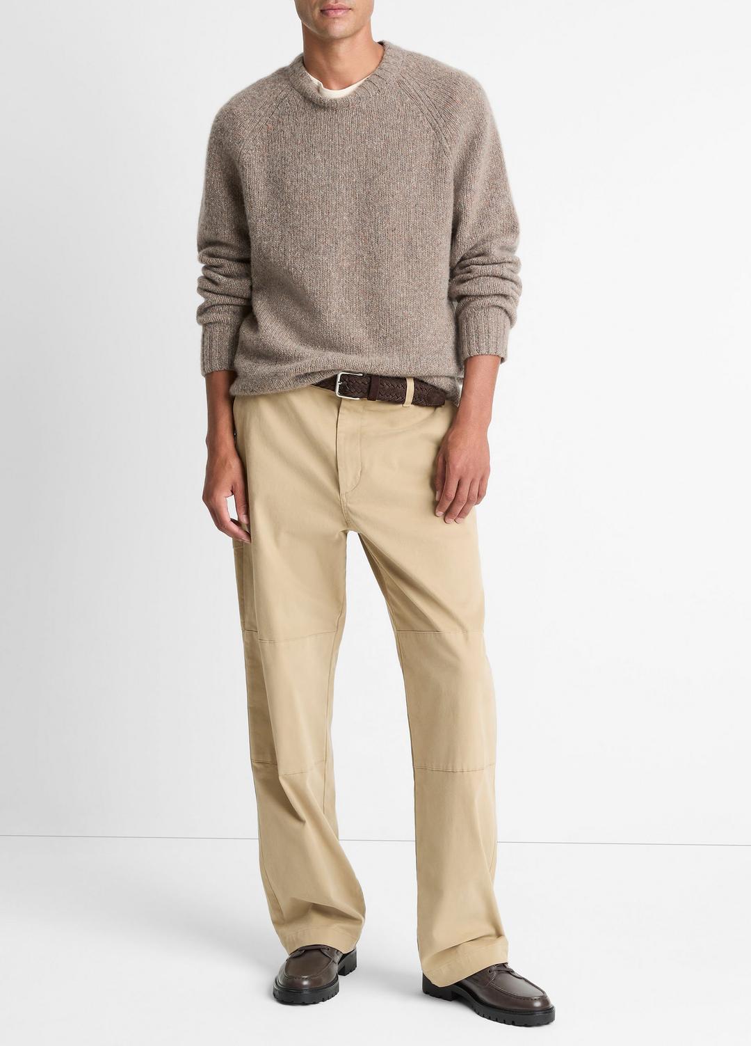 VINCE | Donegal Cashmere Raglan-Sleeve Sweater in Crew Neck - DARK HEATHER MOUSE