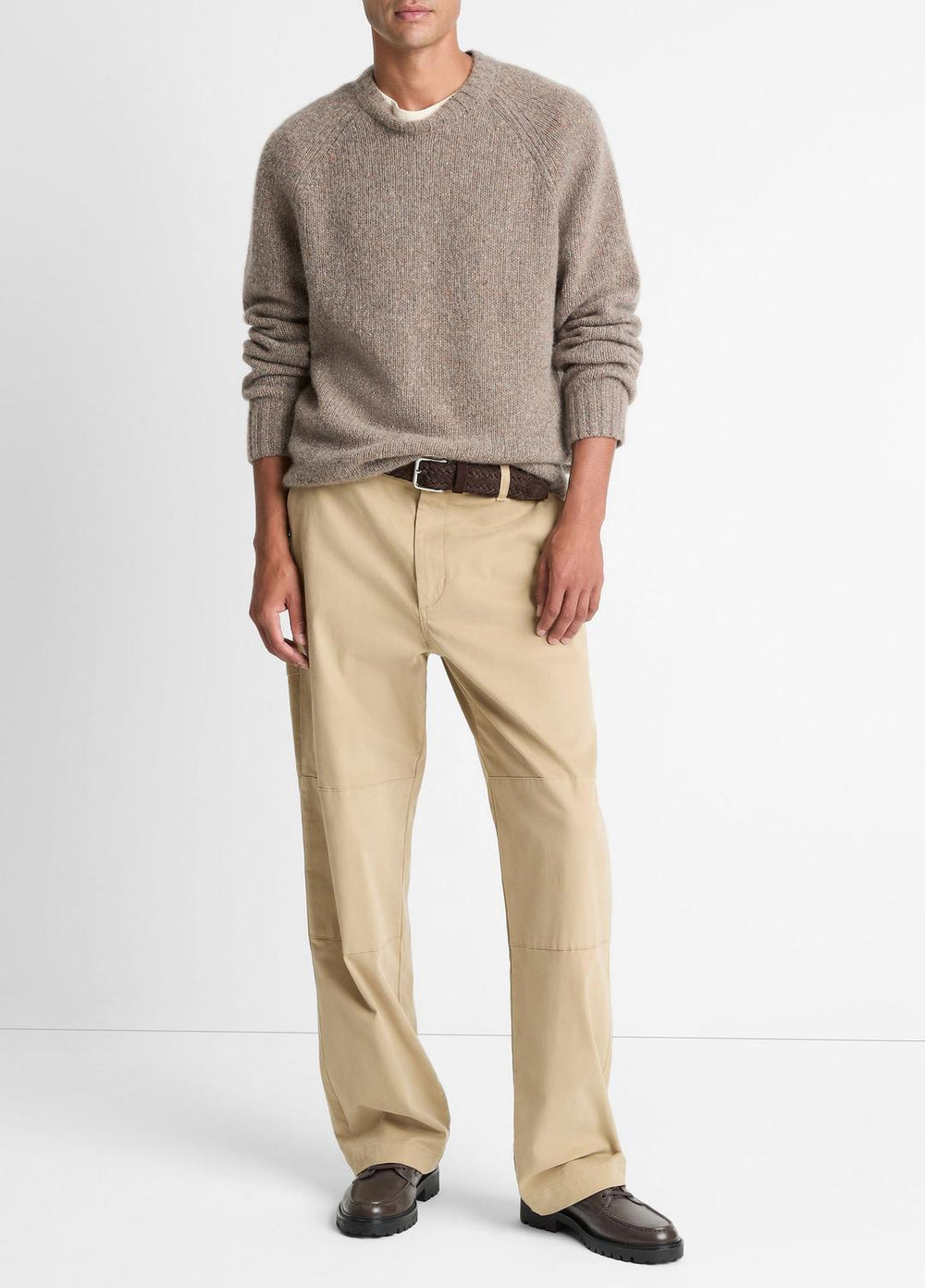 VINCE | Donegal Cashmere Raglan-Sleeve Sweater in Crew Neck - DARK HEATHER MOUSE