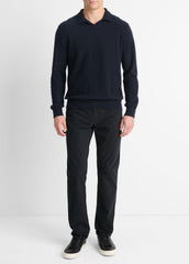 VINCE | Plush Cashmere Johnny-Collar Polo in Sweaters - COASTAL BLUE
