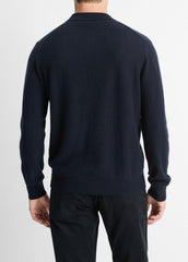 VINCE | Plush Cashmere Johnny-Collar Polo in Sweaters - COASTAL BLUE