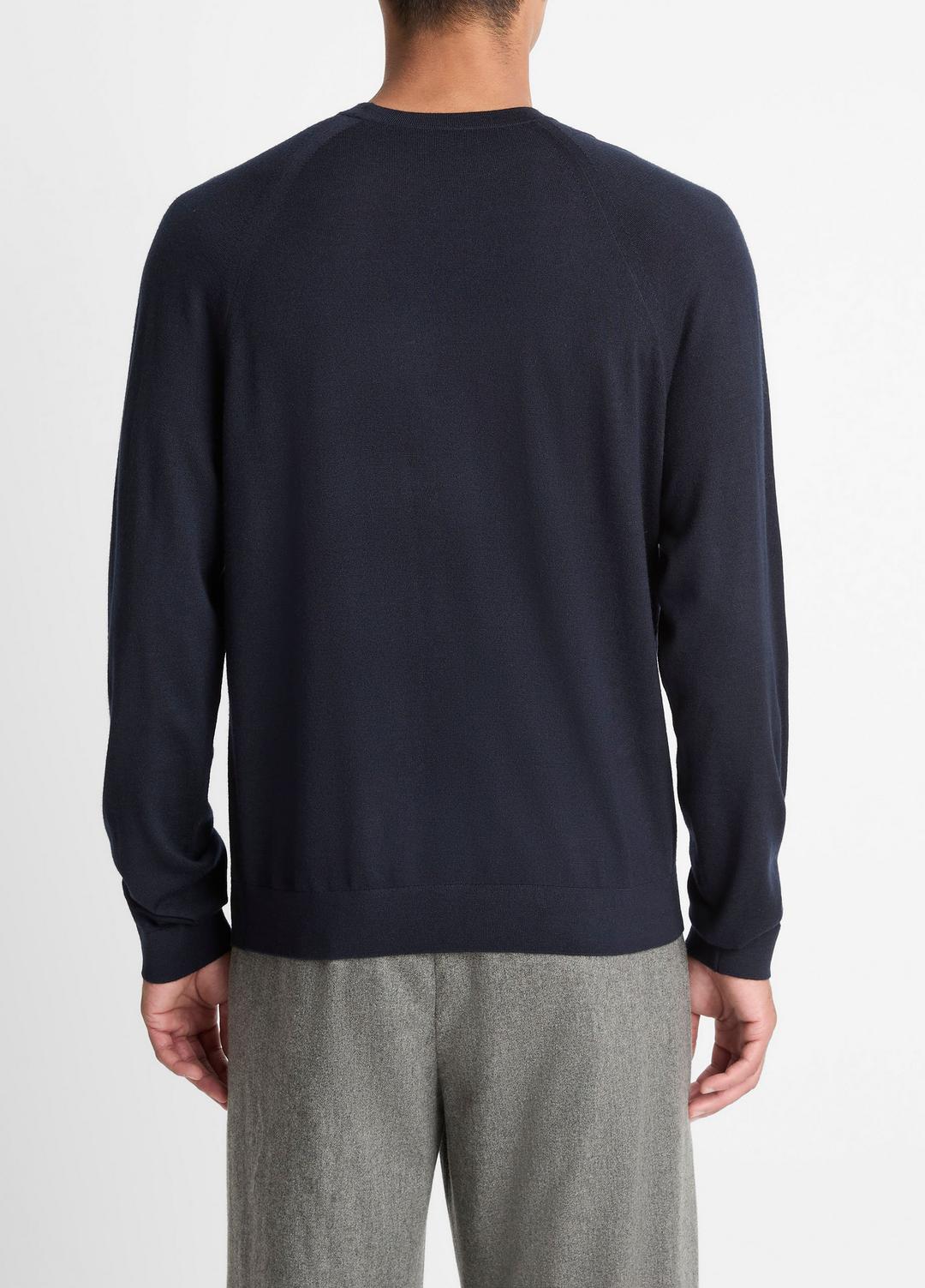 VINCE | Featherweight Wool-Cashmere Crew Neck Sweater in Crew Neck - COASTAL BLUE