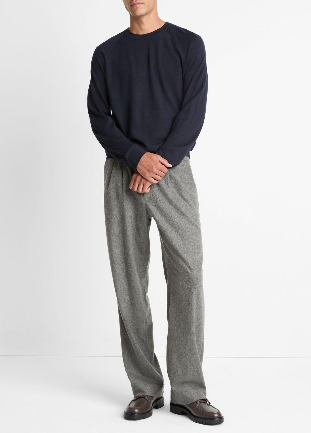 VINCE | Featherweight Wool-Cashmere Crew Neck Sweater in Crew Neck - COASTAL BLUE