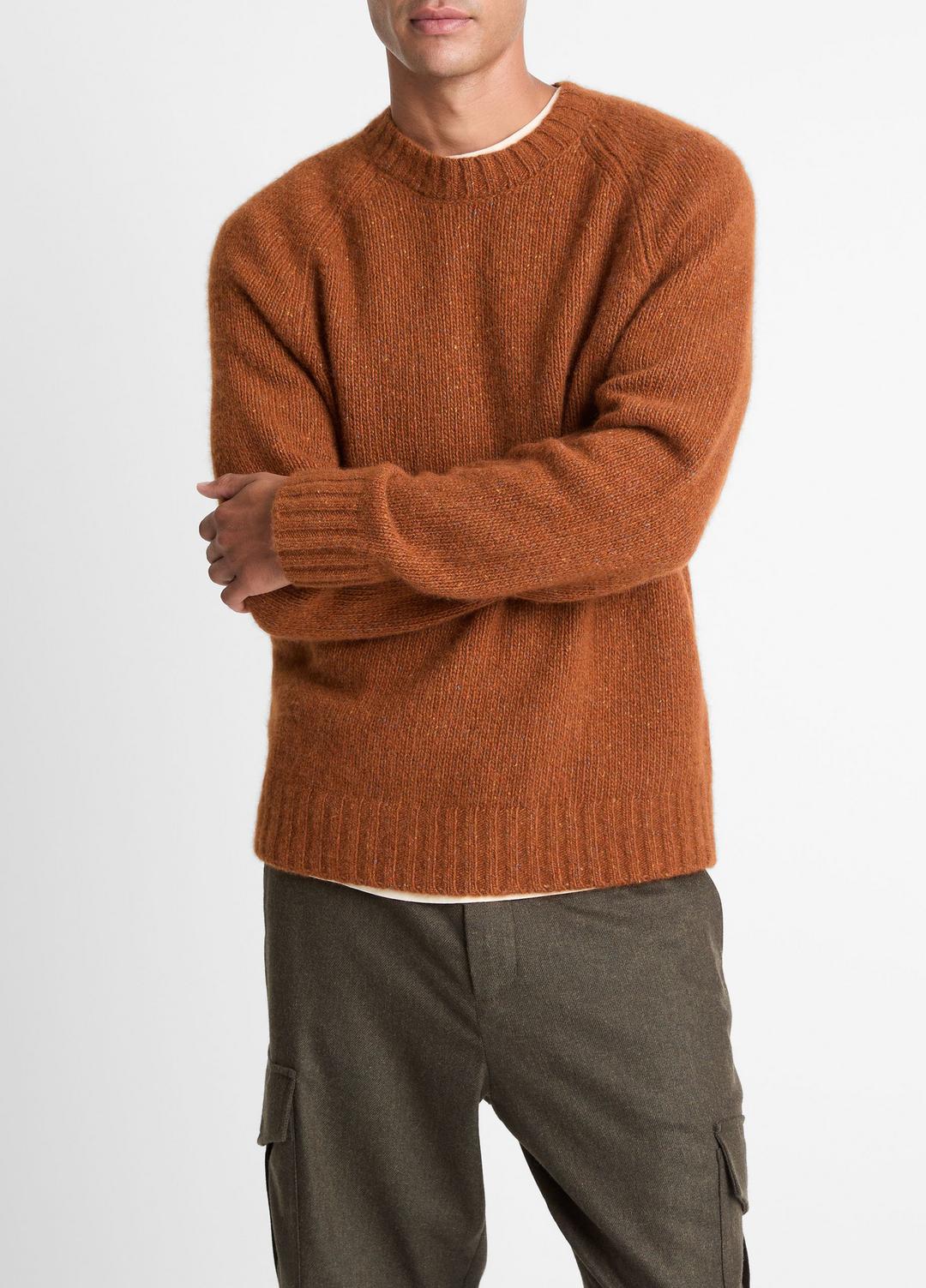 VINCE | Donegal Cashmere Raglan-Sleeve Sweater in Crew Neck - DARK BURNT ORANGE
