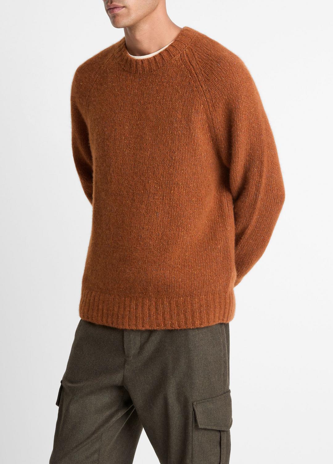 VINCE | Donegal Cashmere Raglan-Sleeve Sweater in Crew Neck - DARK BURNT ORANGE
