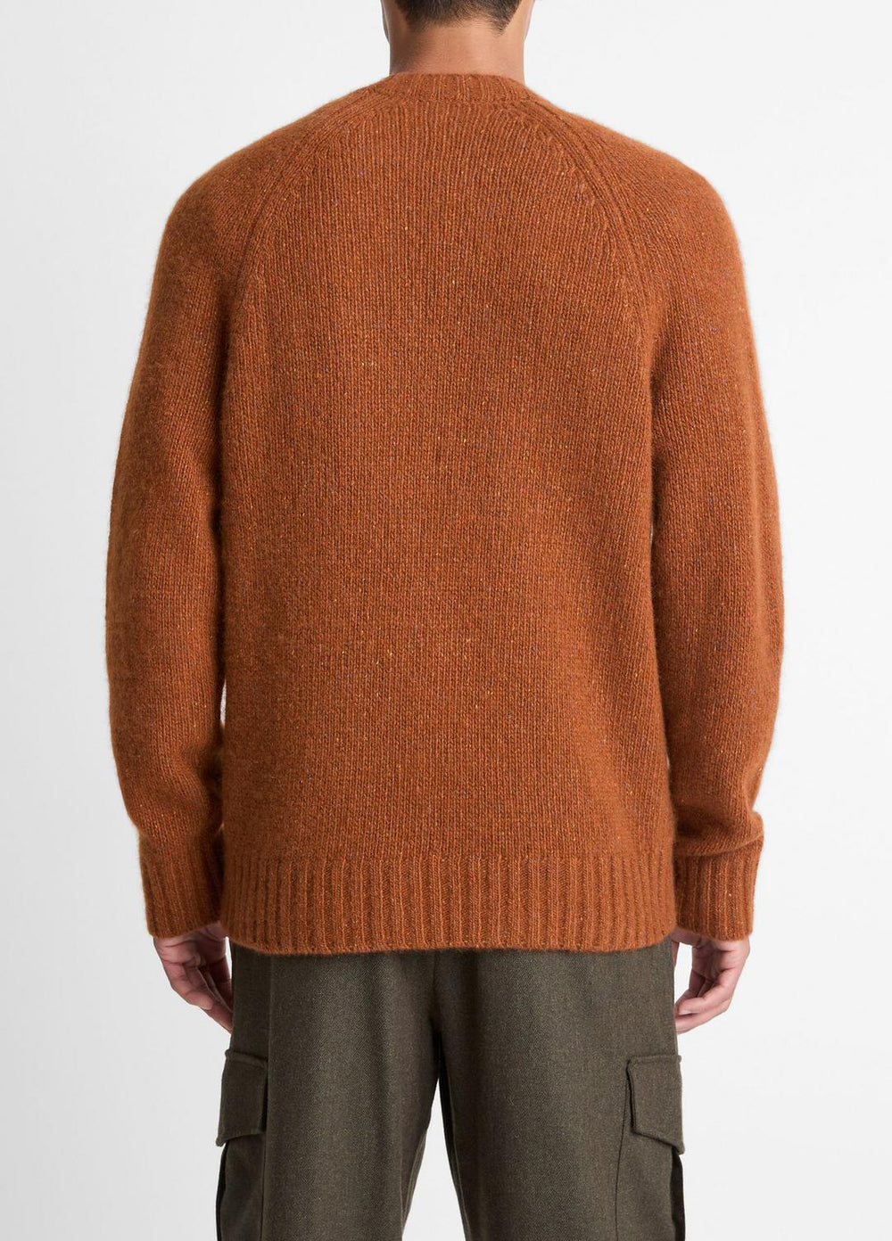 VINCE | Donegal Cashmere Raglan-Sleeve Sweater in Crew Neck - DARK BURNT ORANGE