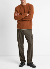 VINCE | Donegal Cashmere Raglan-Sleeve Sweater in Crew Neck - DARK BURNT ORANGE