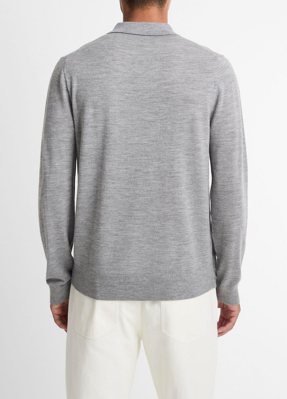 VINCE | Wool Polo Sweater in Sweaters - HEATHER GREY