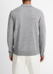VINCE | Wool Polo Sweater in Sweaters - HEATHER GREY