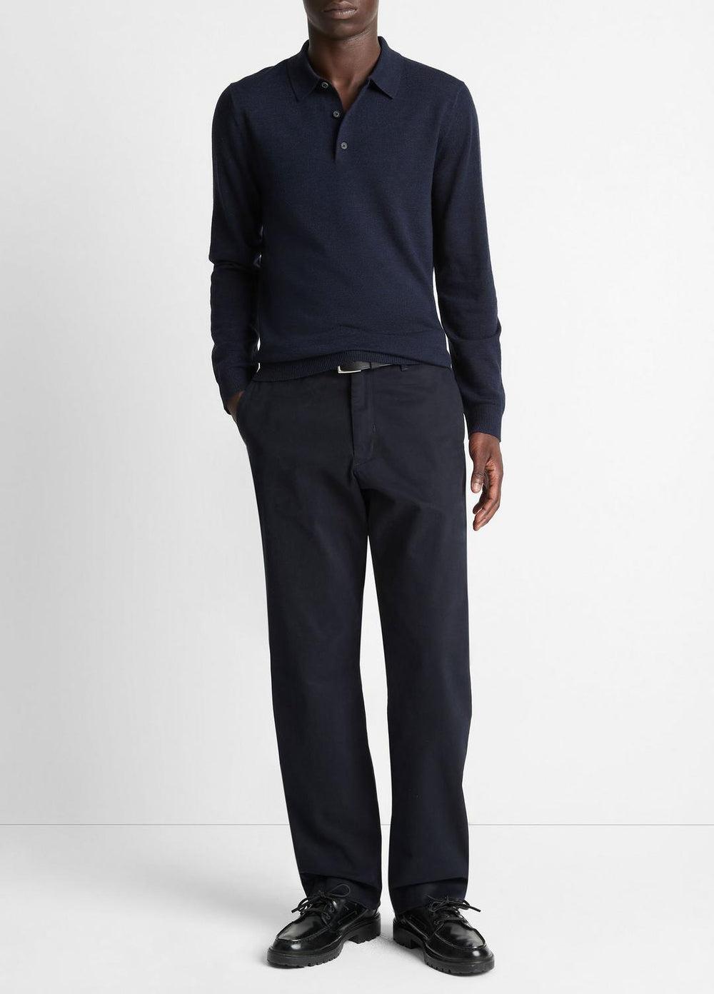 VINCE | Wool Polo Sweater in Sweaters - COASTAL BLUE