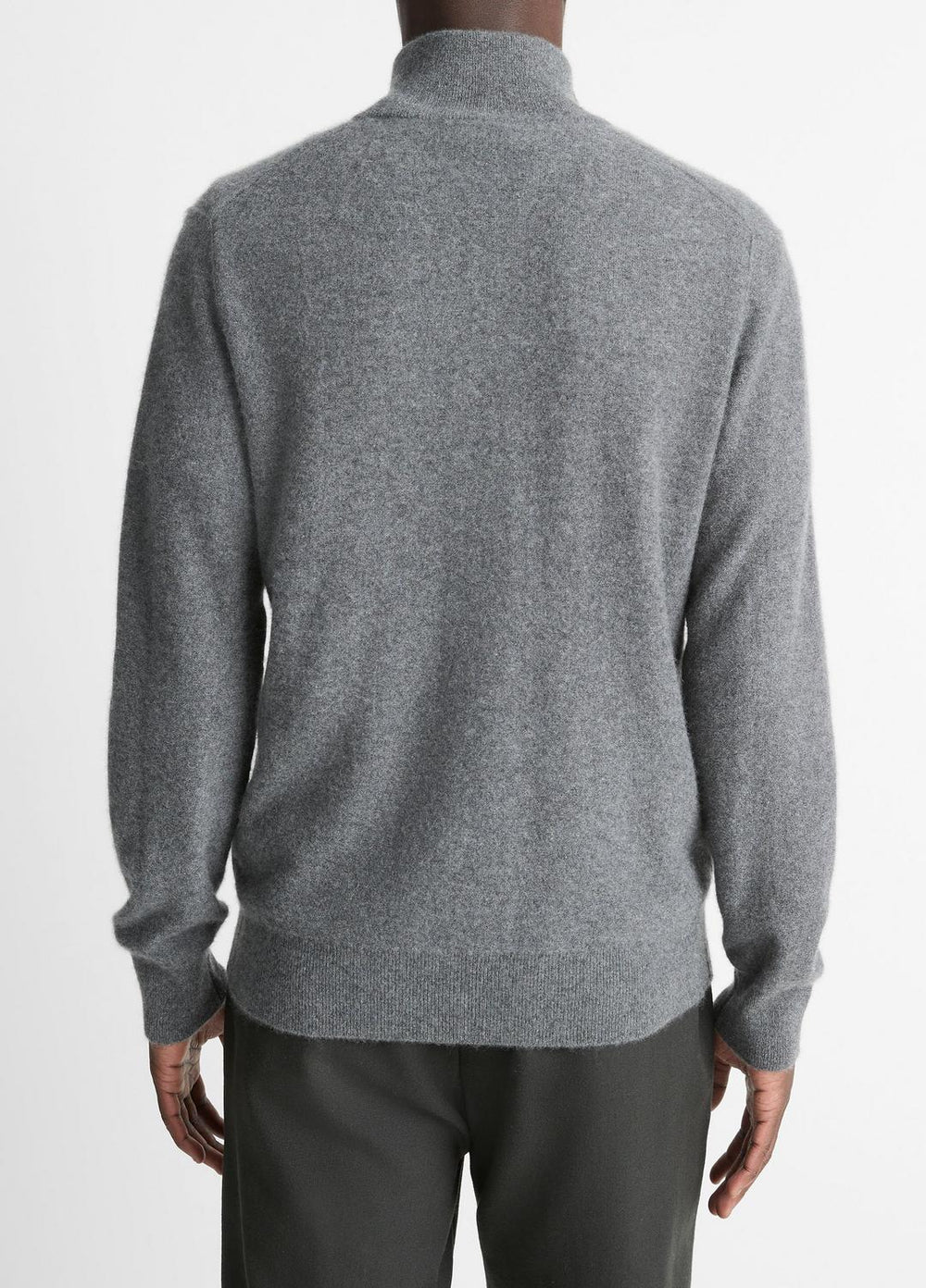 VINCE | Plush Cashmere Quarter-Zip Sweater in Quarter Zip - MEDIUM HEATHER GREY
