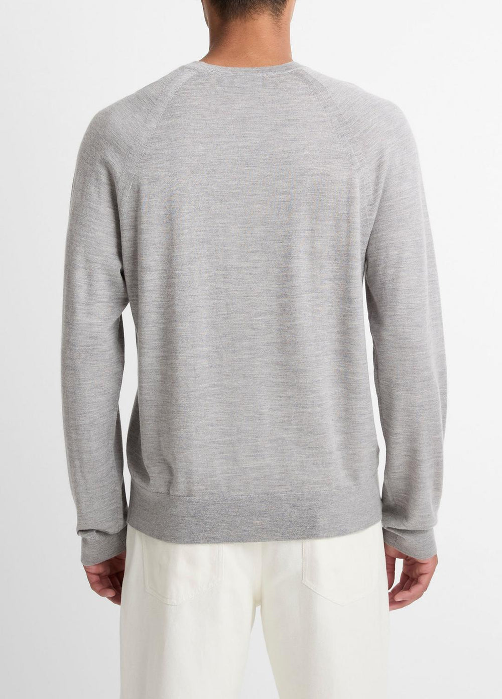 VINCE | Featherweight Wool-Cashmere Crew Neck Sweater in Crew Neck - HEATHER GREY