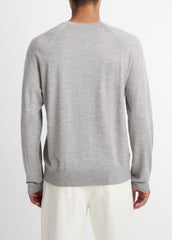 VINCE | Featherweight Wool-Cashmere Crew Neck Sweater in Crew Neck - HEATHER GREY