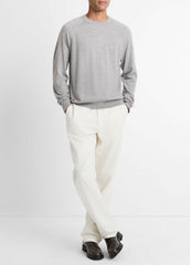 VINCE | Featherweight Wool-Cashmere Crew Neck Sweater in Crew Neck - HEATHER GREY
