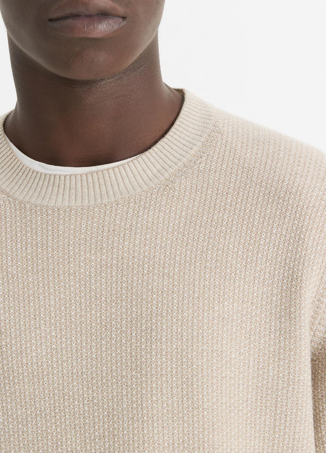 VINCE | Geo-Jacquard Wool-Blend Crew Neck Sweater in Crew Neck - BRITISH KHAKI/CLASSIC CREAM
