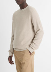 VINCE | Geo-Jacquard Wool-Blend Crew Neck Sweater in Crew Neck - BRITISH KHAKI/CLASSIC CREAM