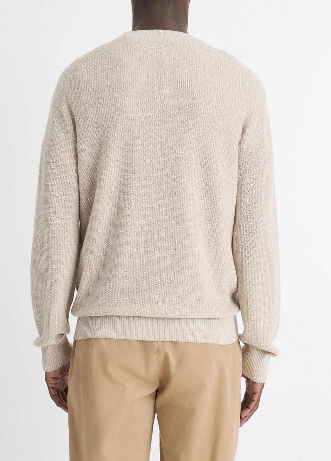 VINCE | Geo-Jacquard Wool-Blend Crew Neck Sweater in Crew Neck - BRITISH KHAKI/CLASSIC CREAM