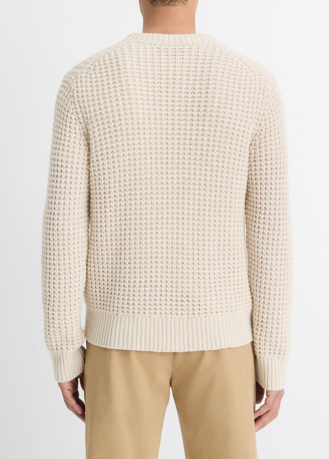 VINCE | Macro-Waffle Crew Neck Sweater in Crew Neck - PEBBLE WHITE