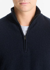 VINCE | Plush Cashmere Quarter-Zip Sweater in Quarter Zip - COASTAL BLUE
