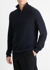 VINCE | Plush Cashmere Quarter-Zip Sweater in Quarter Zip - COASTAL BLUE