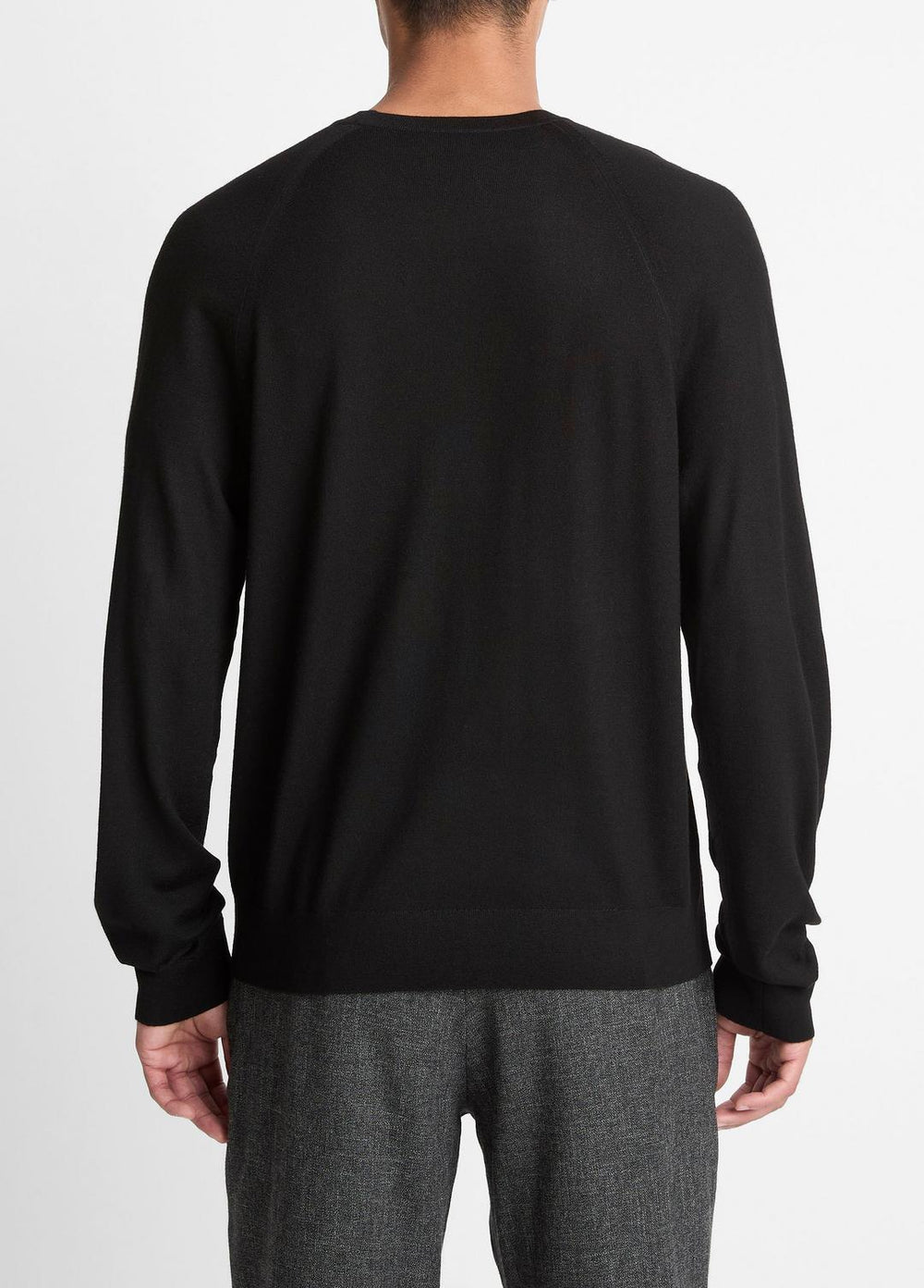 VINCE | Featherweight Wool-Cashmere Crew Neck Sweater in Crew Neck - BLACK