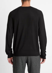 VINCE | Featherweight Wool-Cashmere Crew Neck Sweater in Crew Neck - BLACK