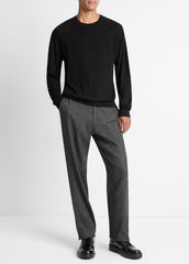VINCE | Featherweight Wool-Cashmere Crew Neck Sweater in Crew Neck - BLACK