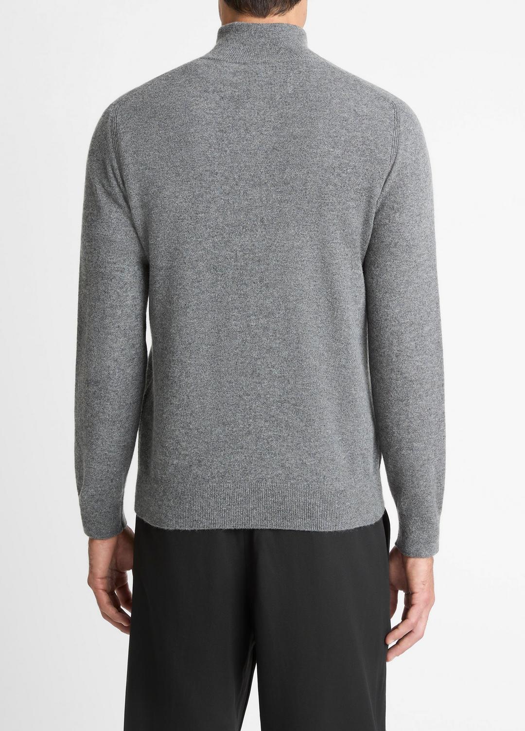 VINCE | Cashmere Quarter-Zip Sweater in Quarter Zip - MEDIUM HEATHER GREY