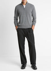 VINCE | Cashmere Quarter-Zip Sweater in Quarter Zip - MEDIUM HEATHER GREY