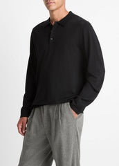 VINCE | Wool Polo Sweater in Sweaters - BLACK