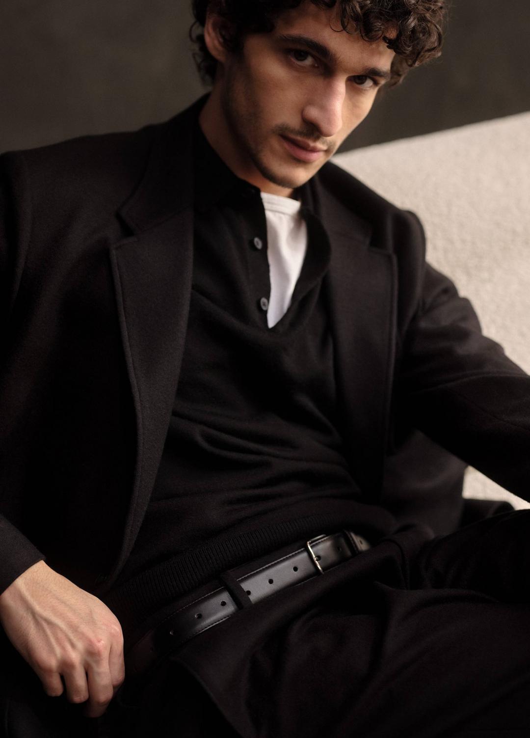VINCE | Wool Polo Sweater in Sweaters - BLACK