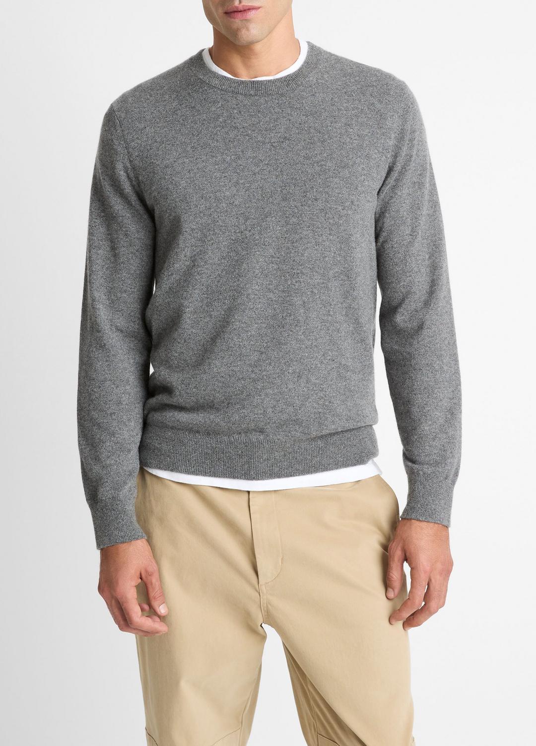 VINCE | Cashmere Crew Neck Sweater in Crew Neck - MEDIUM HEATHER GREY