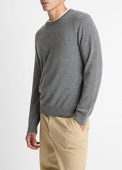 VINCE | Cashmere Crew Neck Sweater in Crew Neck - MEDIUM HEATHER GREY