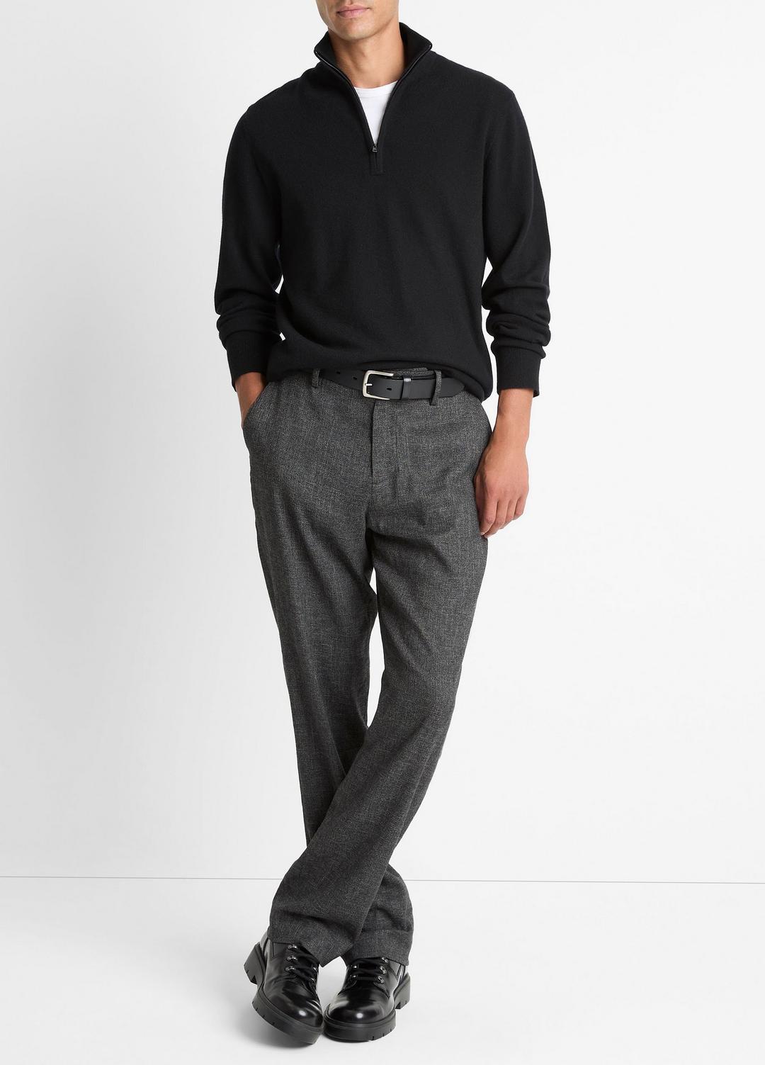 VINCE | Cashmere Quarter-Zip Sweater in Quarter Zip - BLACK