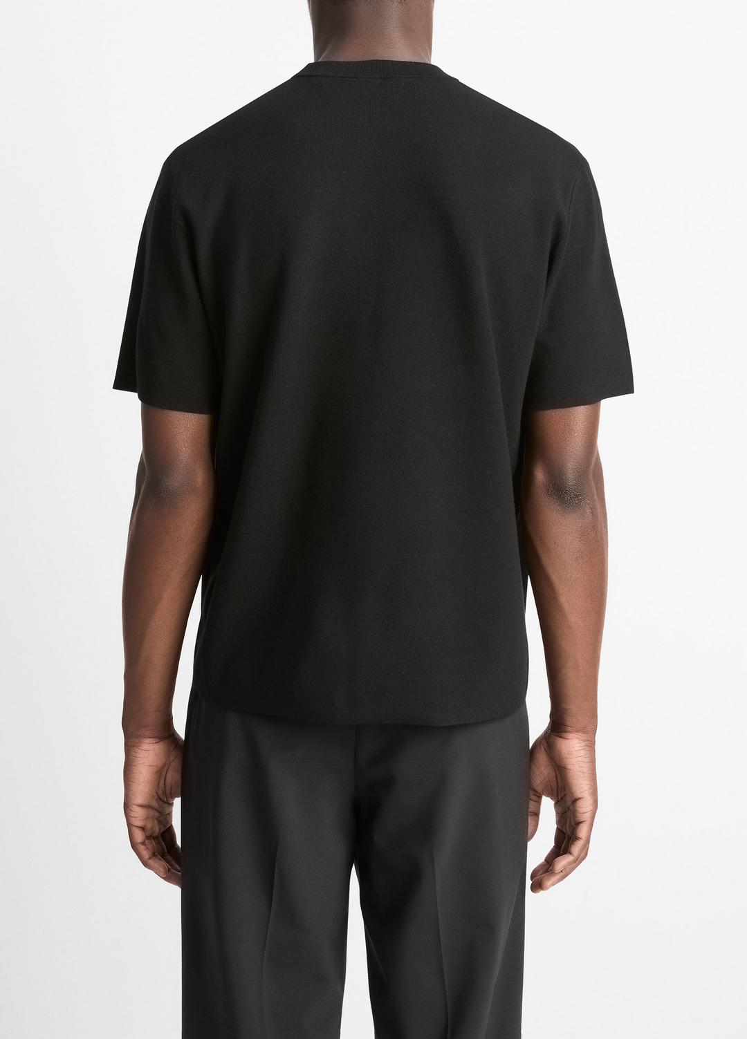 VINCE | Milano Short-Sleeve Crew Neck Sweater in Crew Neck - BLACK