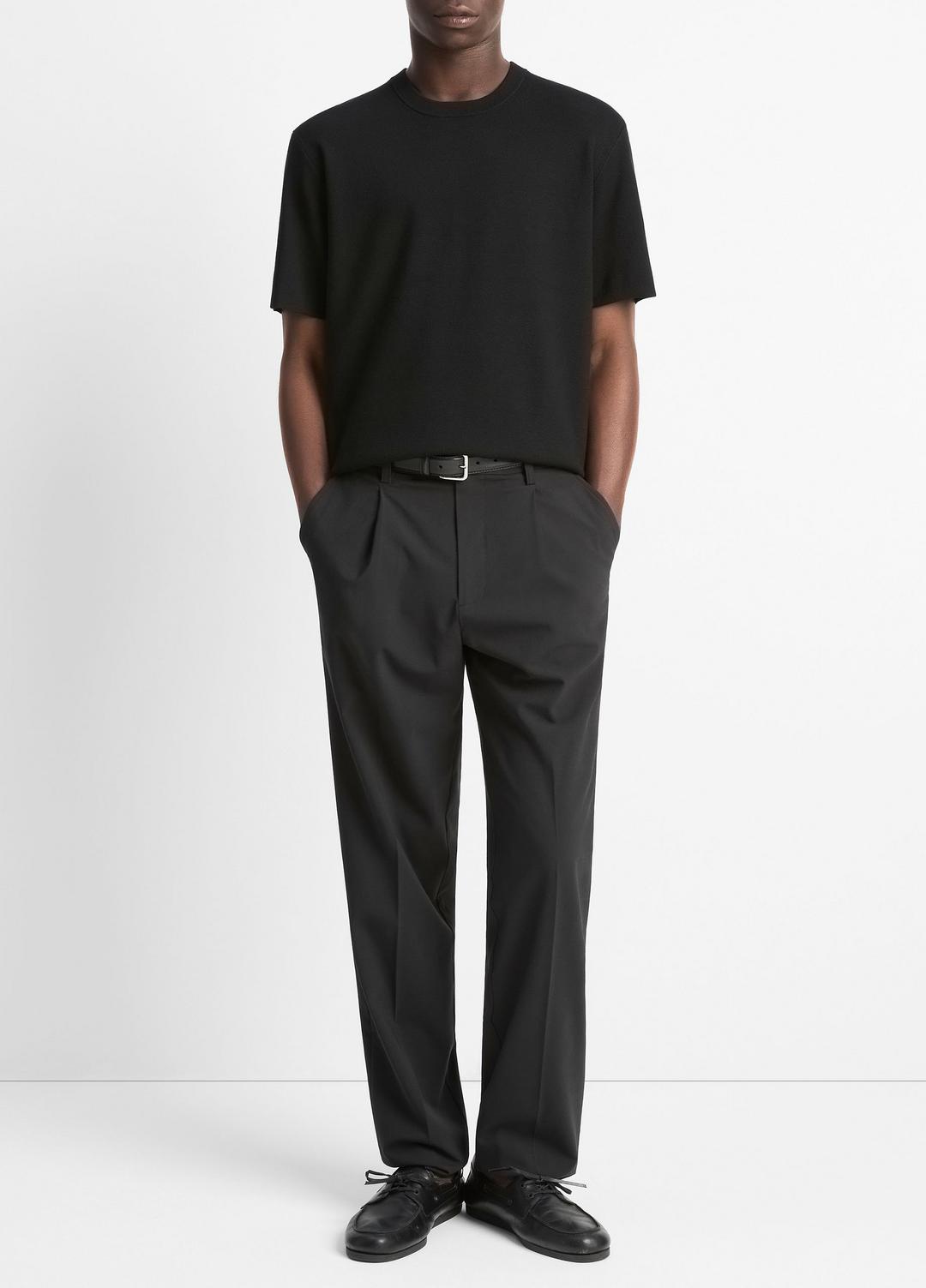 VINCE | Milano Short-Sleeve Crew Neck Sweater in Crew Neck - BLACK