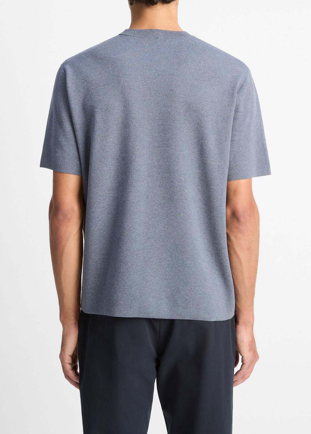 VINCE | Milano Short-Sleeve Crew Neck Sweater in Crew Neck - LIGHT HEATHER RIPPLE