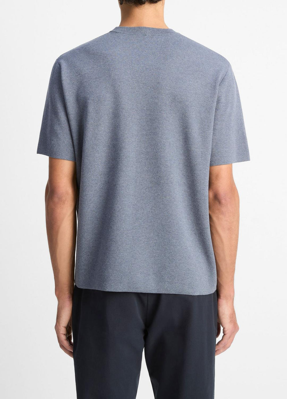 VINCE | Milano Short-Sleeve Crew Neck Sweater in Crew Neck - LIGHT HEATHER RIPPLE