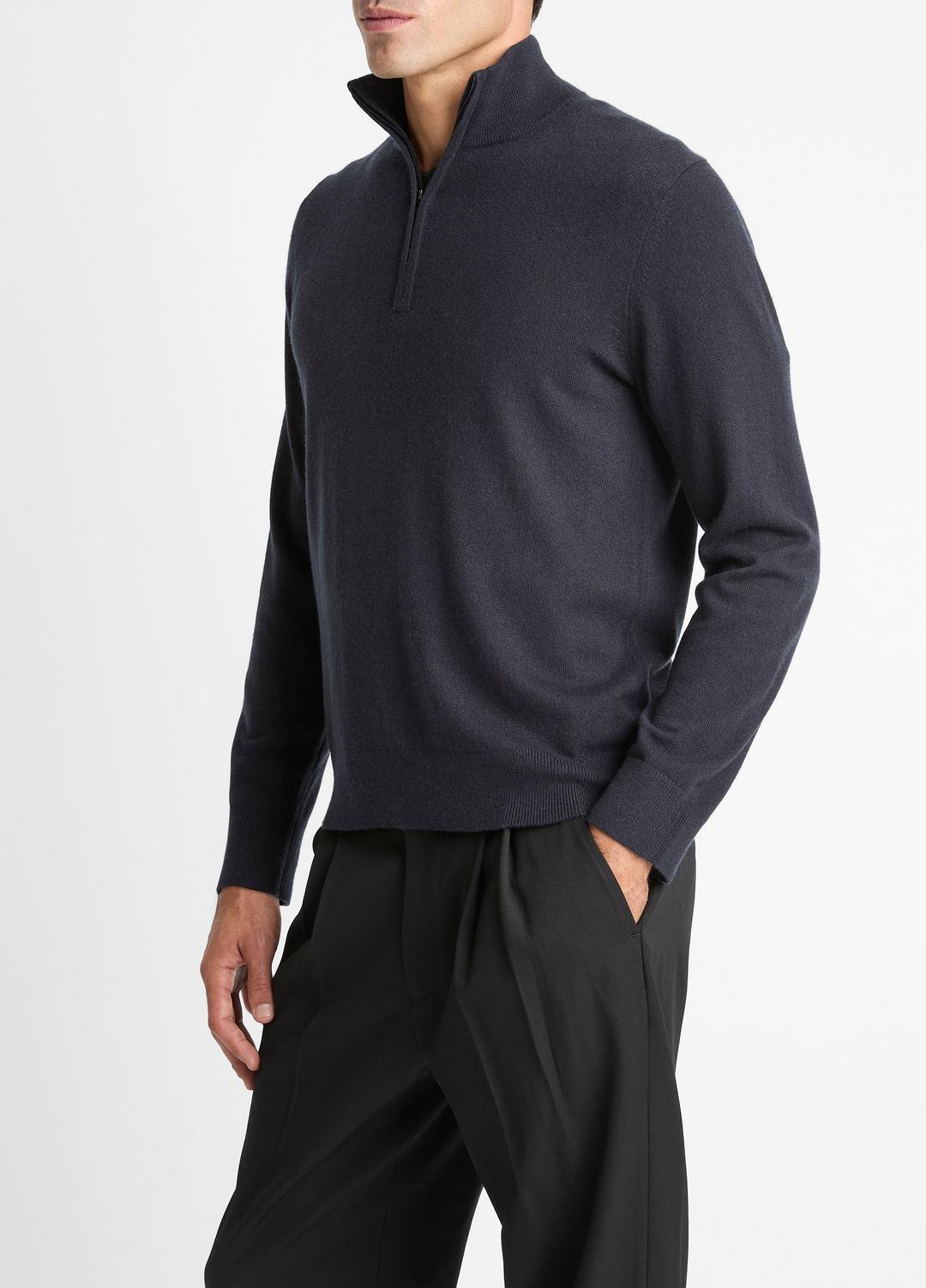 VINCE | Cashmere Quarter-Zip Sweater in Quarter Zip - COASTAL BLUE