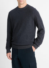 VINCE | Geo-Jacquard Wool-Blend Crew Neck Sweater in Crew Neck - COASTAL BLUE/MEDIUM HEATHER GREY