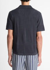 VINCE | Patchwork Pointelle Short-Sleeve Shirt in Short Sleeve - LIGHT COASTAL BLUE