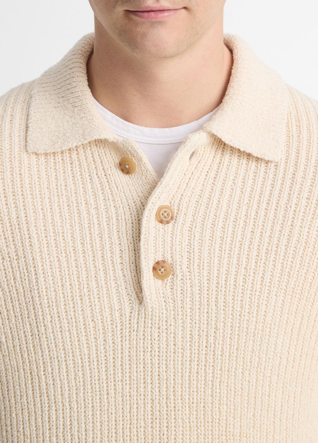 VINCE | Shaker Italian Cotton-Blend Polo Sweater in Sweaters - BONE