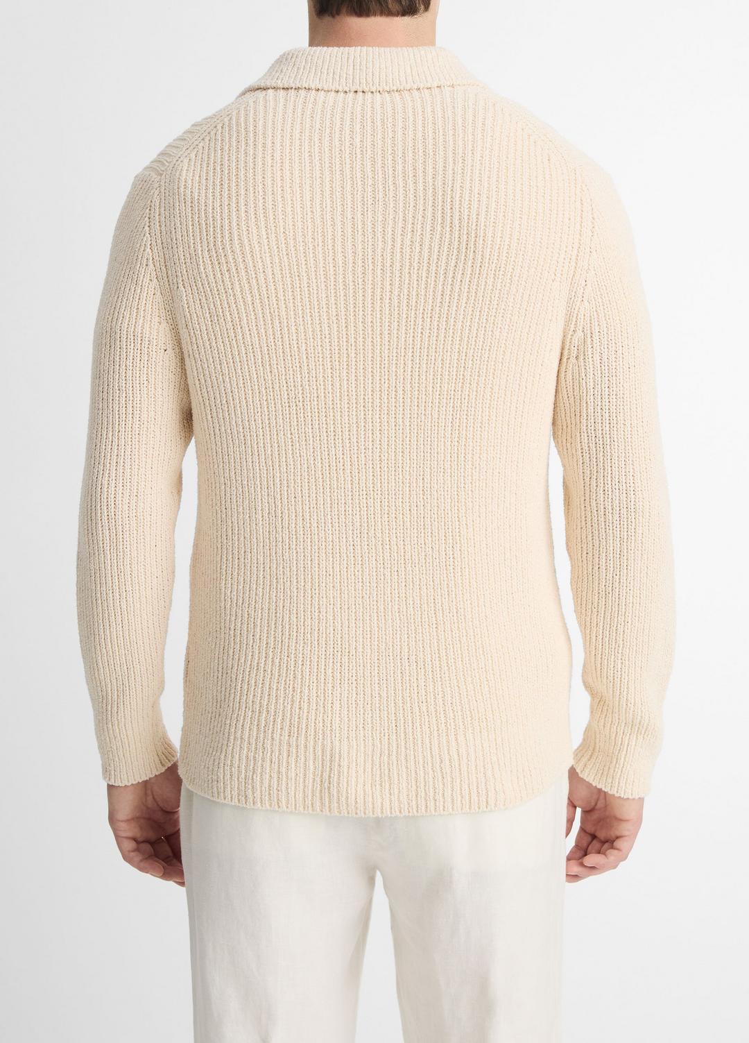 VINCE | Shaker Italian Cotton-Blend Polo Sweater in Sweaters - BONE