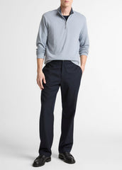 VINCE | Double-Face Cotton-Blend Quarter-Zip Pullover in Quarter Zip - STEEL BLUE/STUDIO