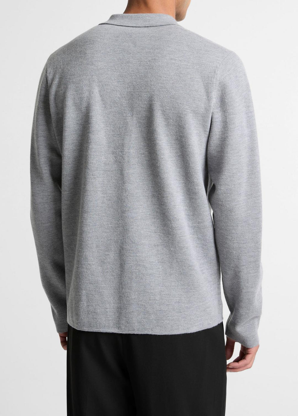 VINCE | Italian Merino Wool Milano Polo Sweater in Sweaters - HEATHER GREY
