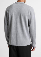 VINCE | Italian Merino Wool Milano Polo Sweater in Sweaters - HEATHER GREY