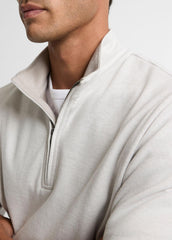 VINCE | Double-Face Cotton-Blend Quarter-Zip Pullover in Quarter Zip - OFF WHITE/JET