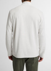 VINCE | Double-Face Cotton-Blend Quarter-Zip Pullover in Quarter Zip - OFF WHITE/JET