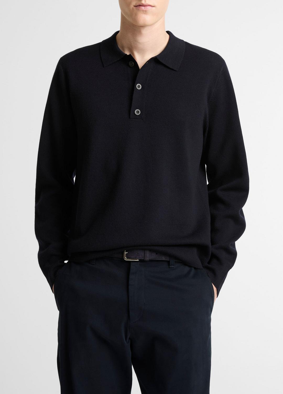 VINCE | Italian Merino Wool Milano Polo Sweater in Sweaters - COASTAL BLUE