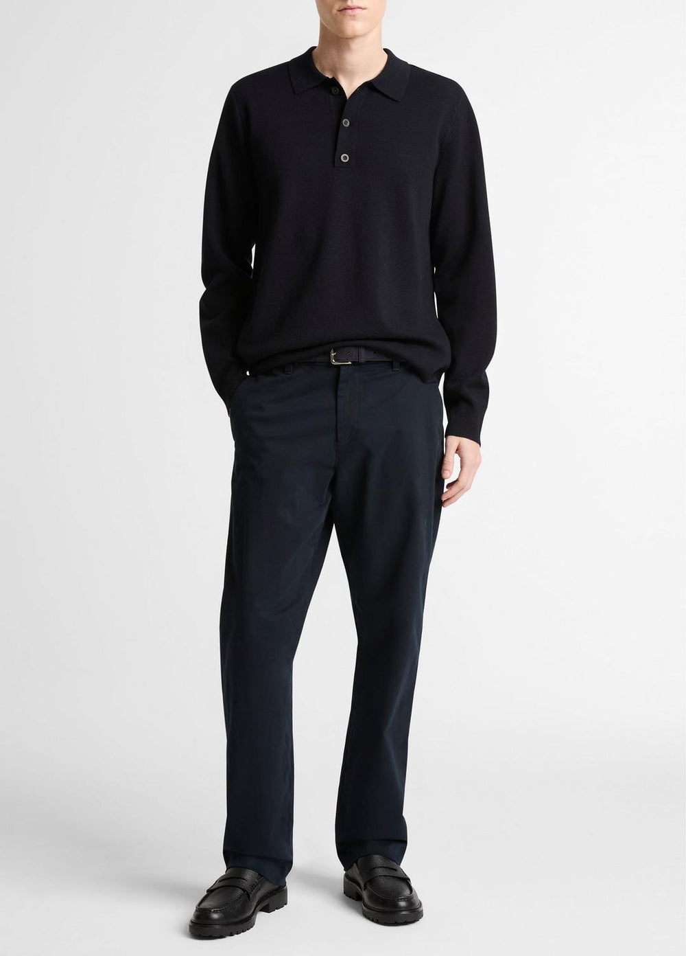 VINCE | Italian Merino Wool Milano Polo Sweater in Sweaters - COASTAL BLUE