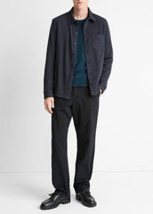 VINCE | Knit Cotton-Blend Button-Front Shirt in Long Sleeve - COASTAL BLUE